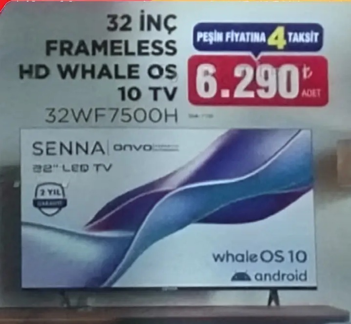 Senna Onvo 32 İnç Frameless Hd Whale Os 10 Tv 32Wf7500H