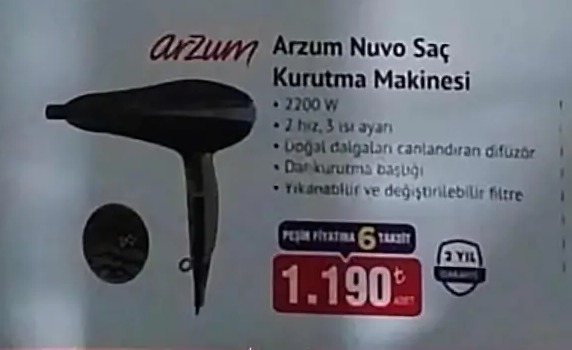Arzum Nuvo Saç Kurutma Makinesi