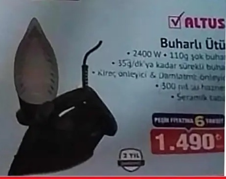 Altus Buharlı Ütü