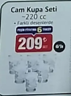 Cam Kupa Seti 220 Cc - Farklı Desenlerde