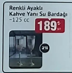 Renkli Ayaklı Kahve Yanı Su Bardağı - 125Cc