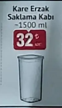 Kare Erzak Saklama Kabı - 1500Ml