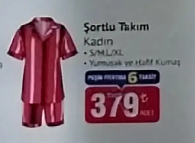 Şortlu Takım Kadın S/M/L/Xl