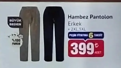 Hambez Pantolon Erkek - 2Xl, 3Xl