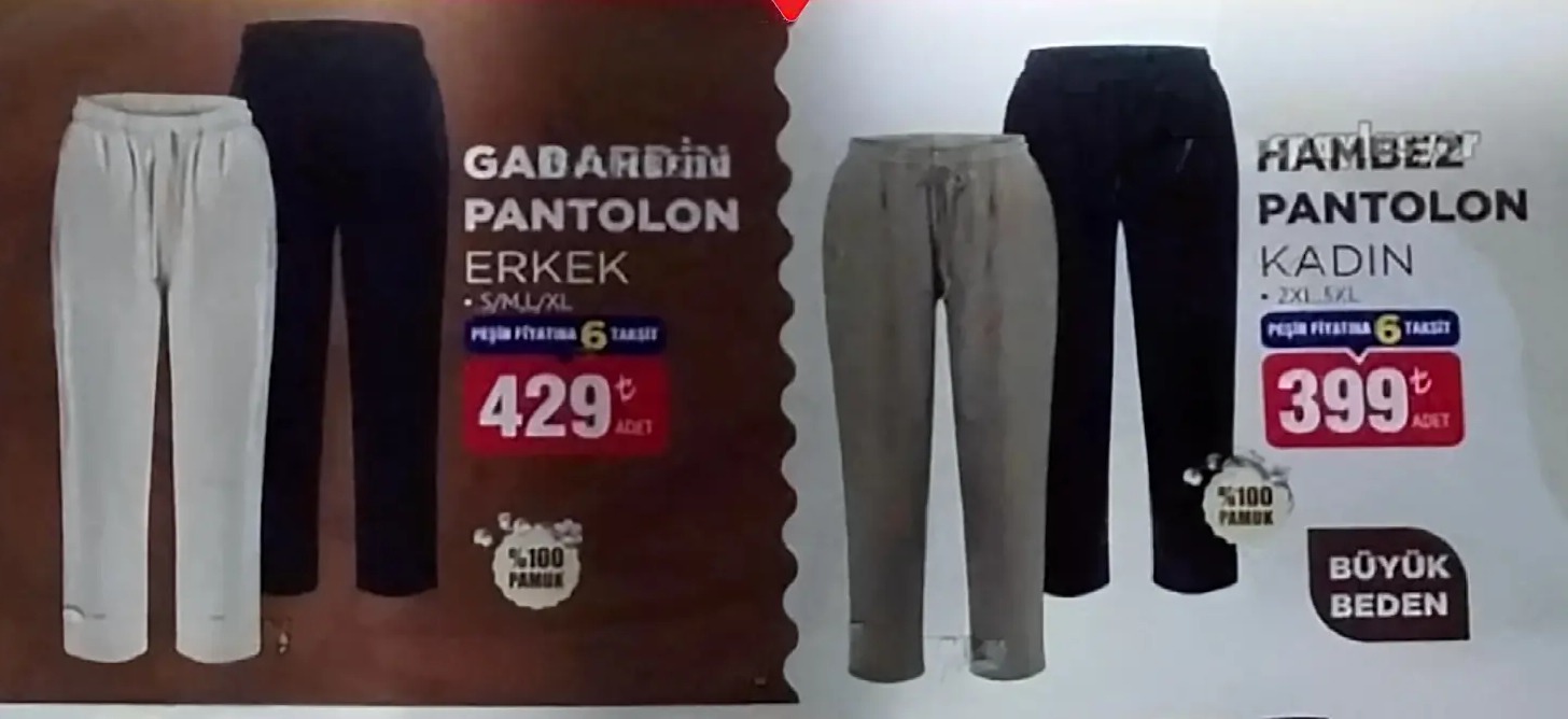 Gabardin Pantolon Kadın 2Xl/5Xl %100 Pamuk Ham Bez Pantolon