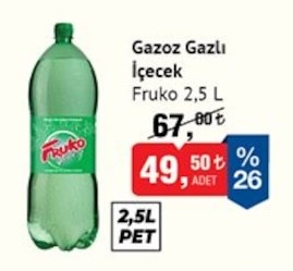 Fruko Gazoz Gazlı İçecek 2.5L