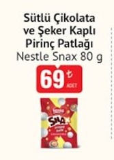 Sütlü Çikolata Ve Şeker Kaplı Pirinç Patlağı Nestle Snax 80 G