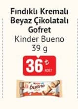 Fındıklı Kremalı Beyaz Çikolatalı Gofret Kinder Bueno 39 G