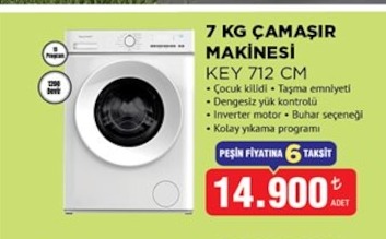 7 Kg Çamaşır Makinesi Key 712 Cm