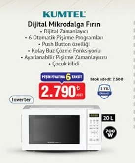 Kumtel Dijital Mikrodalga Fırın 20 L