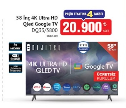 Dijitsu 58 İnç 4K Ultra Hd Qled Google Tv Dq33/3800