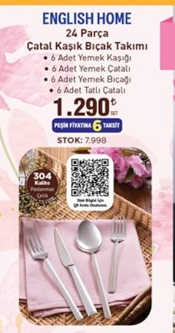 English Home 24 Parça Çatal Kaşık Bıçak Takımı