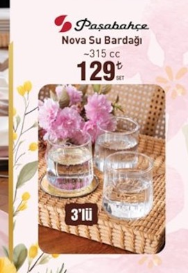 Paşabahçe Nova Su Bardağı 3'Lü