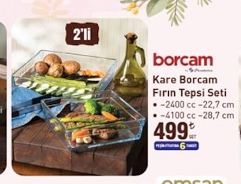 Borcam Kare Borcam Fırın Tepsi Seti 2'Li