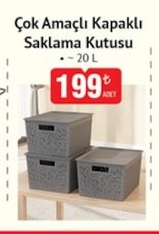 Çok Amaçlı Kapaklı Saklama Kutusu 20 L