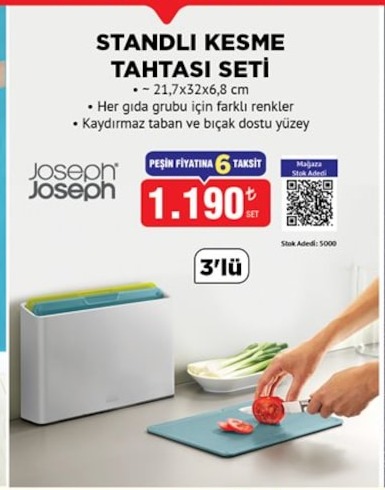 Standlı Kesme Tahtası Seti 3'Lü