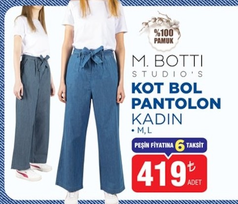 M. Botti Studio'S Kot Bol Pantolon Kadın M,L