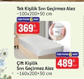 Tek Kişilik Sıvı Geçirmez Alez ~100X200+30 Cm