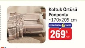 Koltuk Örtüsü Ponponlu 170X205 Cm