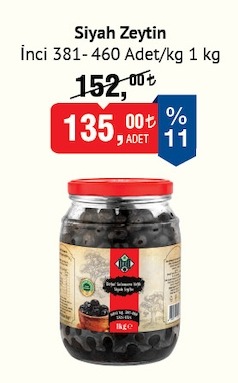 İnci Siyah Zeytin 1Kg