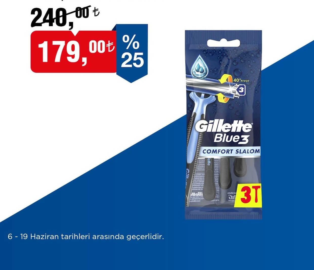 Gillette Blue 3 Comfort Slalom Tıraş Bıçağı 3'Lü