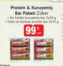 Protein & Kuruyemis Bar Paketi Zuber 3X30G Ve 3X35G
