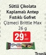 Çizmeci Brittle Max Sütlü Çikolata Kaplamalı Antep Fıstıklı Gofret 26G