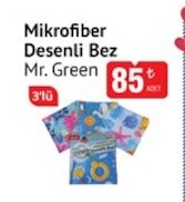 Mikrofiber Desenli Bez Mr. Green 3'Lü