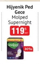 Hijyenik Ped Gece Molped Supernight 30'Lu