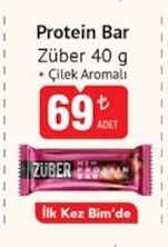 Züber Protein Bar Çilek Aromalı 40G