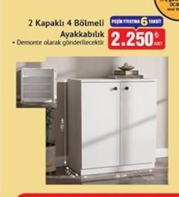 2 Kapaklı 4 Bölmeli Ayakkabılık