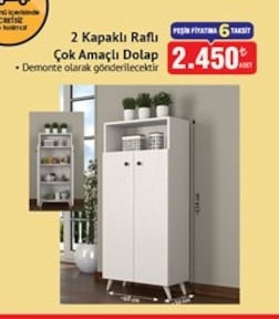 2 Kapaklı Raflı Çok Amaçlı Dolap