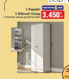 2 Kapaklı 5 Bölmeli Dolap