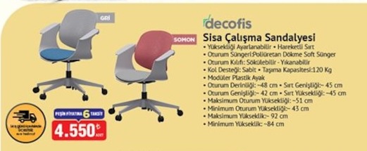Decofis Sisa Çalışma Sandalyesi