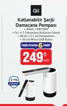 Qu Katlanabilir Şarjlı Damacana Pompası