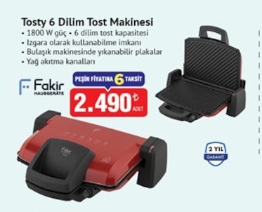 Fakir Tosty 6 Dilim Tost Makinesi