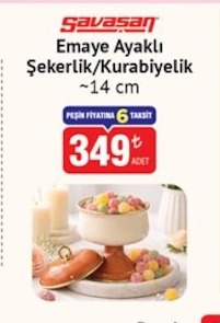 Savaasan Emaye Ayaklı Şekerlik/Kurabiyelik ~14 Cm