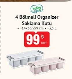 Hobby Life 4 Bölmeli Organizer Saklama Kutu 3,5 L