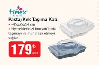 Timex Plastik Pasta/Kek Taşıma Kabı