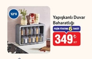 Yapışkanlı Duvar Baharatlığı 12'Li Set