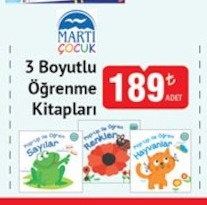 Martı Çocuk 3 Boyutlu Öğrenme Kitapları 3 Adet