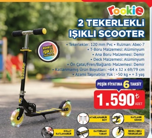 Rookie 2 Tekerlekli Işıklı Scooter