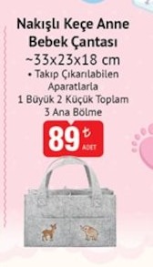Nakışlı Keçe Anne Bebek Çantası ~33X23X18 Cm