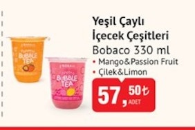 Bobaco Yeşil Çaylı İçecek Çeşitleri 330 Ml