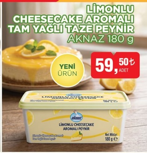 Aknaz Limonlu Cheesecake Aromalı Tam Yağlı Taze Peynir 180G