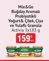 Activia Mix&Go Buğday Aromalı Probiyotikli Yoğurt & Çilek, Çiya Ve Yulaflı Granola 3X183G
