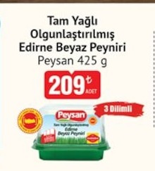 Peysan Tam Yağli Olgunlaştirilmiş Edirne Beyaz Peyniri 425 G