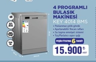 Key 4014 Bms 4 Programlı Bulaşık Makinesi