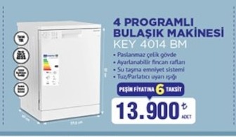 4 Programlı Bulaşık Makinesi Key 4014 Bm