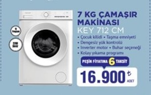 7 Kg Çamaşir Makinesi Key 712 Cm